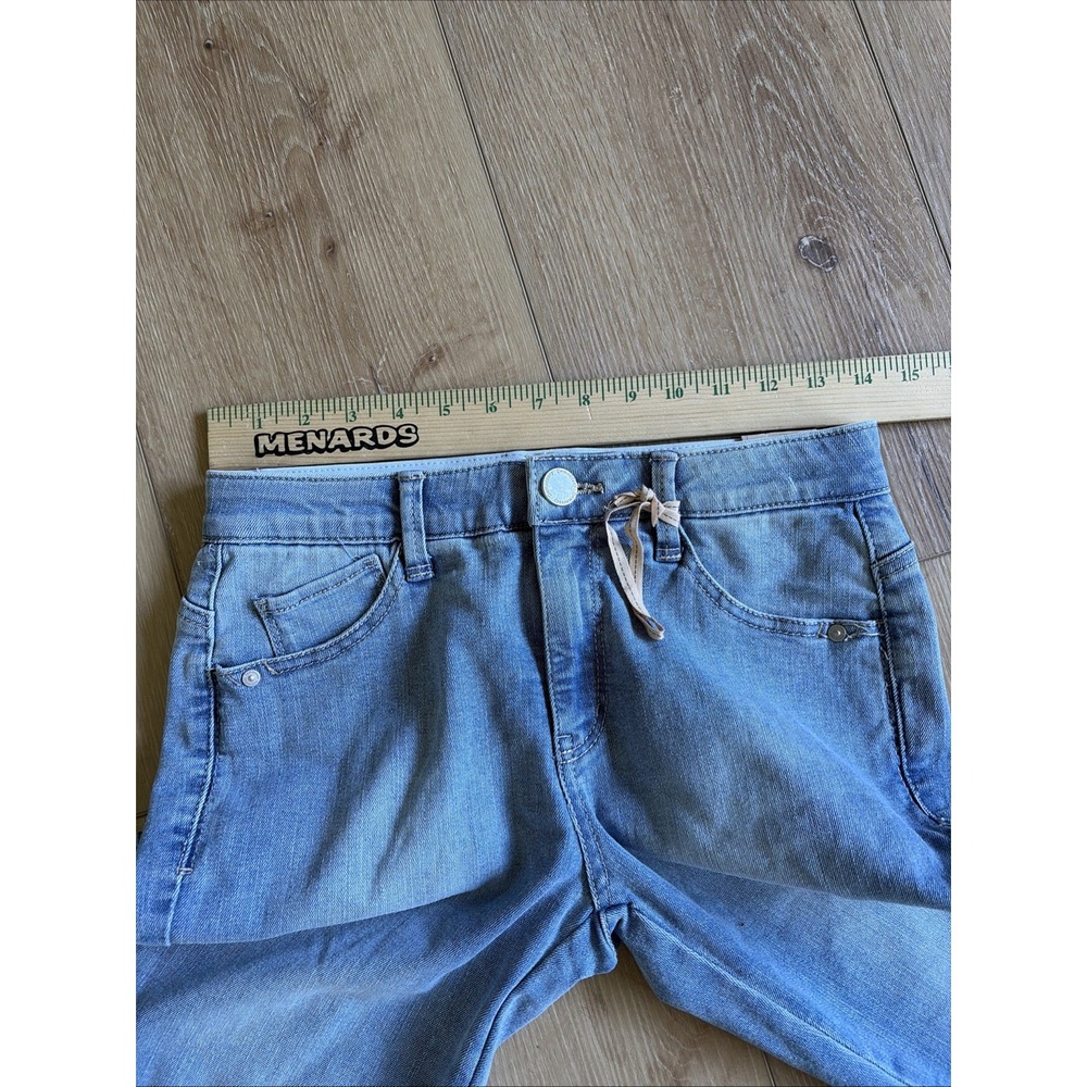 Democracy Jeans Womens 6 Blue Ab Technology Frayed Split Hem Cropped Straight Le - Picture 6 of 7